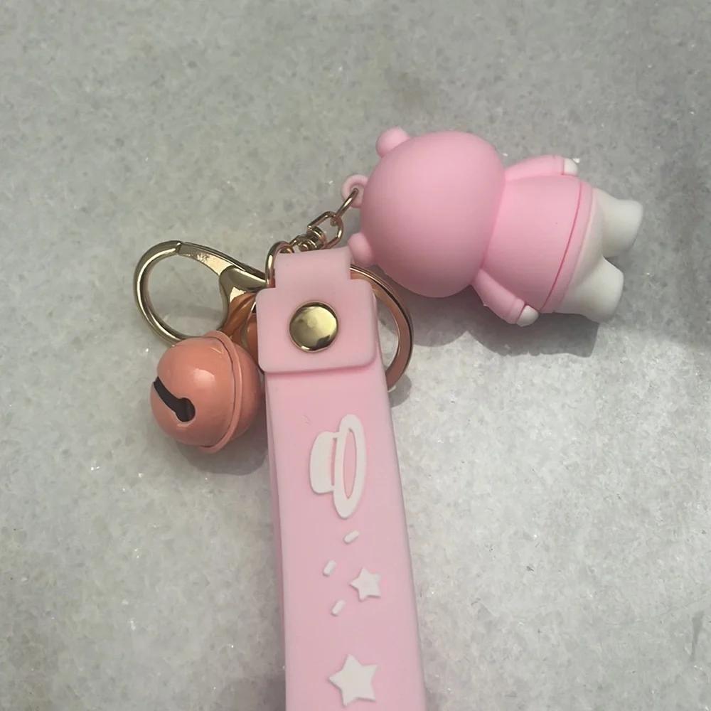 Key chain cartoon cute pink bear key chain pendant car backpack doll